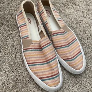 Colorful Striped Canvas Slip-On Sneakers